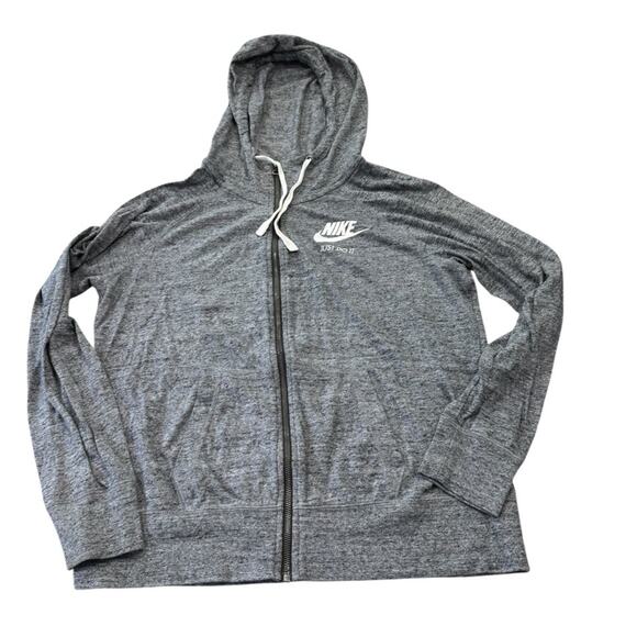 Nike Jacket Gray Women Just Do It Swoosh Full Zip Hoodie 883729 091 Size Large - Picture 4 of 12